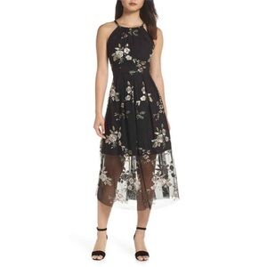 Vince Camuto Embroidered Mesh High-Low Dress - Size 10